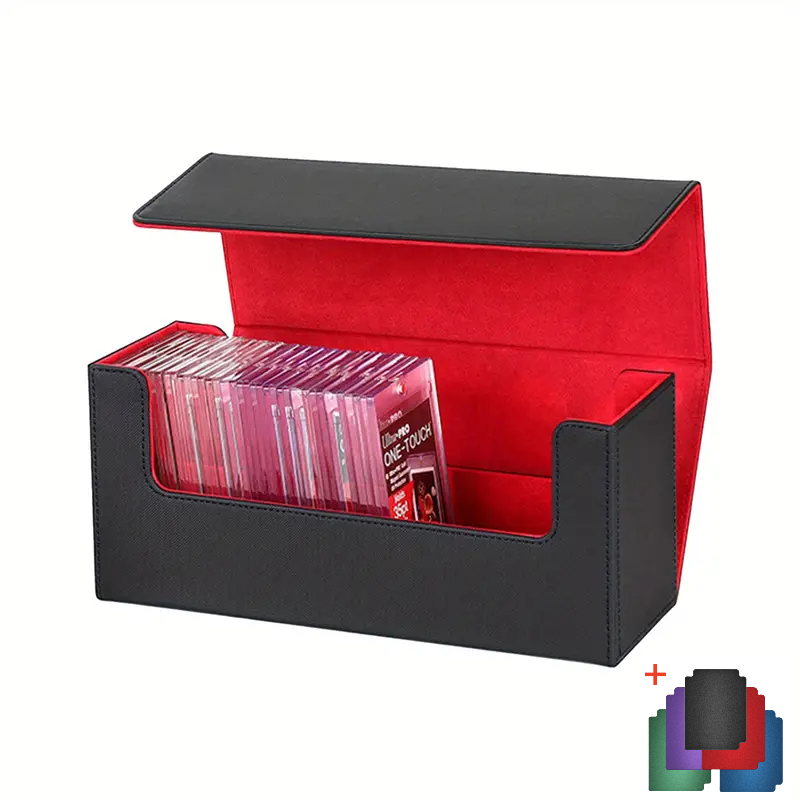 Card Index Box - カードデッキケース 400 枚以上のトレーディングカード用 5 個のディバイダー付き PU