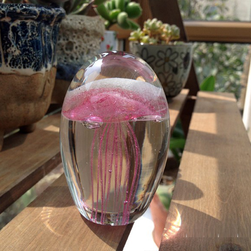 Paper Weight Crystal - ミニチュア 3D クラゲクリスタル置物モデルガラス文鎮アートオーシャンギフト手作り工芸品風水家の装飾