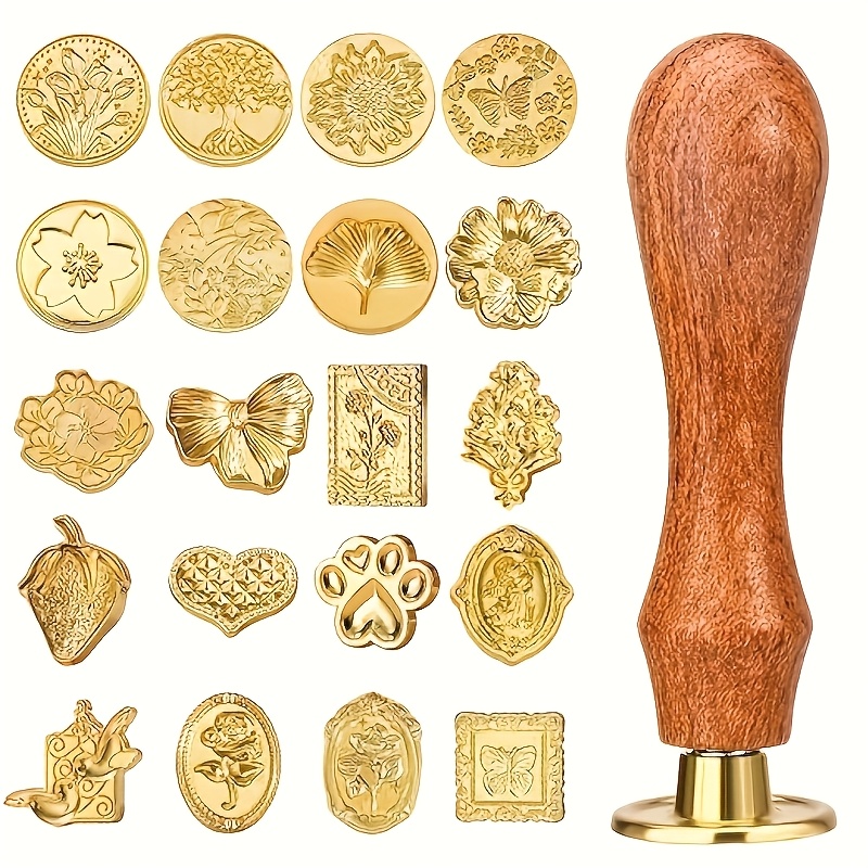 Wax Seal Stamp Set - 21個入りワックススタンプセット、様々なスタイル、レトロクラシックなシーリングワックススタンプヘッドバンドと木製ハンドル付き