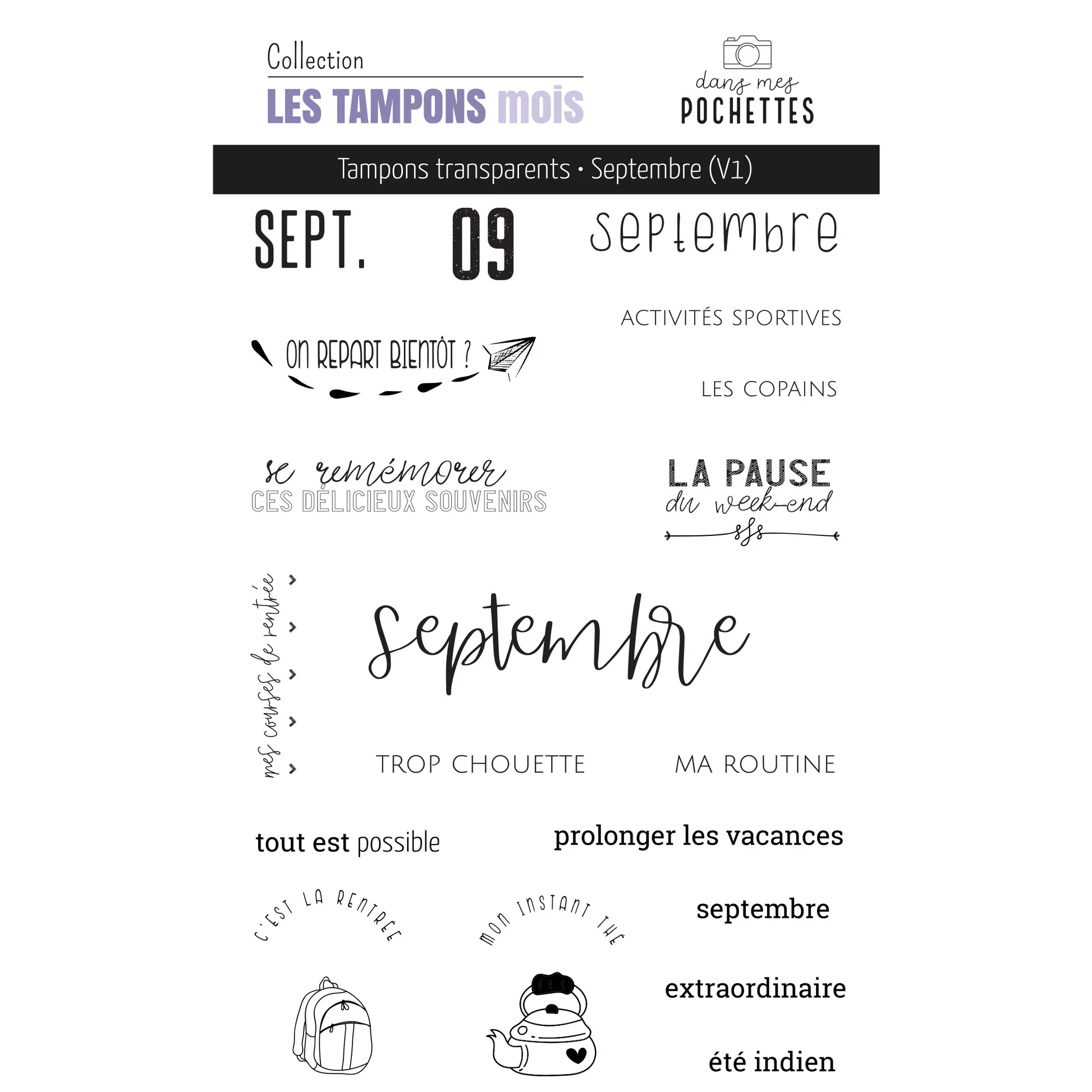 Rubber Date Stamp - フランスの月をテーマにしたクリアスタンプセット、12ヶ月の日付/季節要素ツール、DIYスクラップブッキングやプランナー装飾用