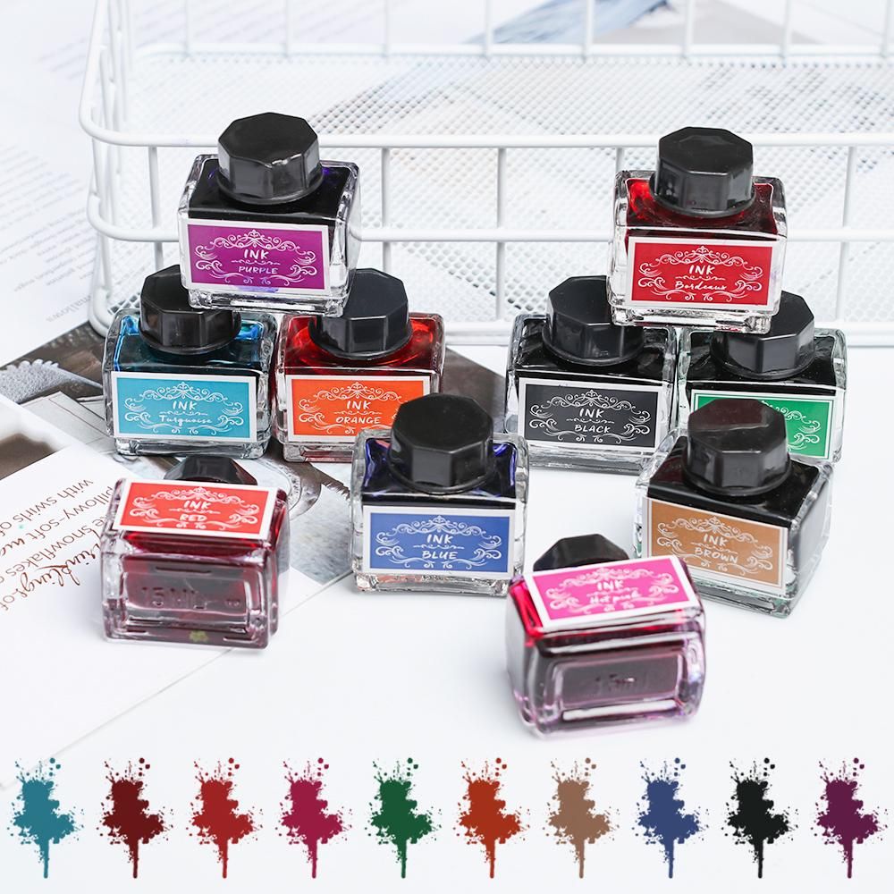 Fountain Pen Bottled Ink - 万年筆用カーボンフリーインク、非カーボンインク、文房具ボトル、ケミカルプリンター、15ml