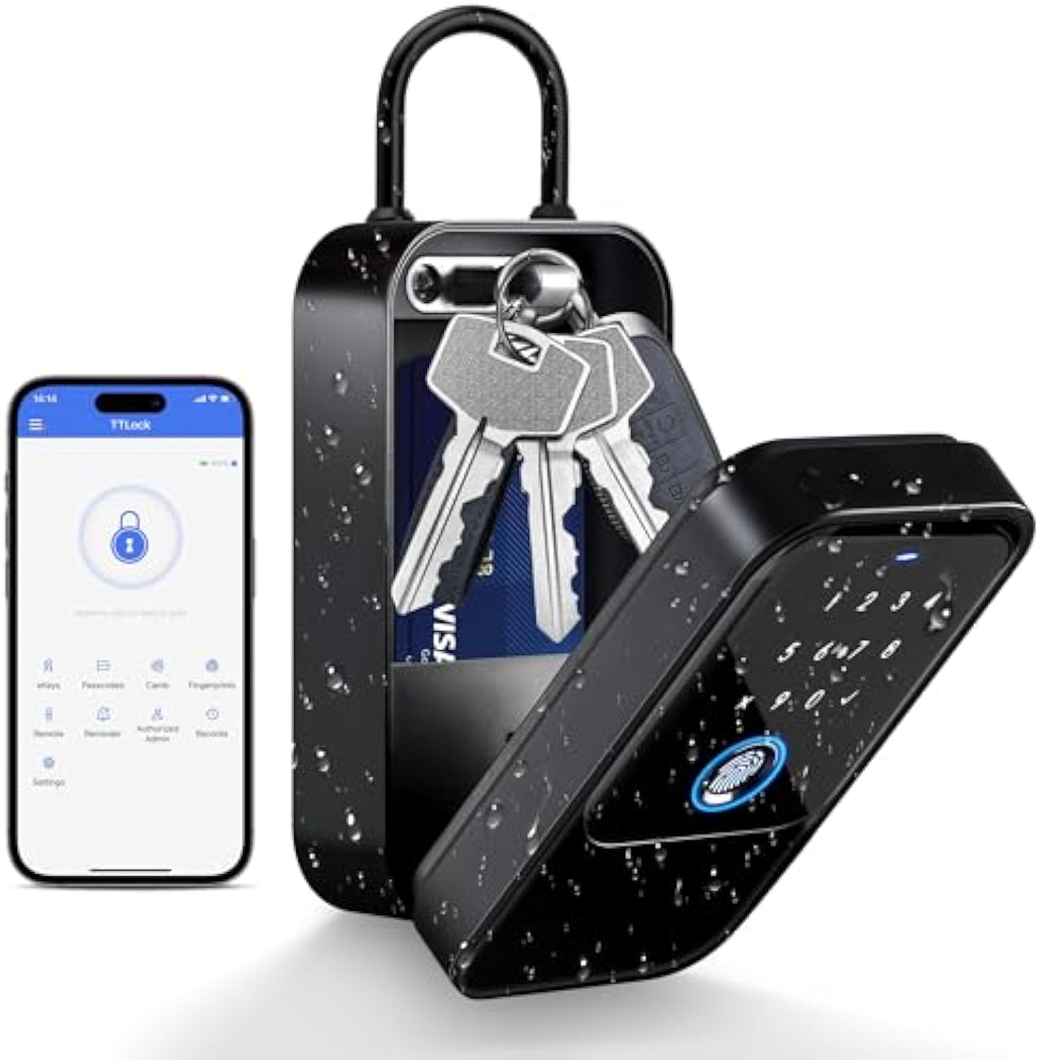 Card Index Box - スマートワイヤレスキーロック,デジタルコード,Bluetooth,ホスト,ホーム,電子アプリ用の安全な南京錠ボックス,コード