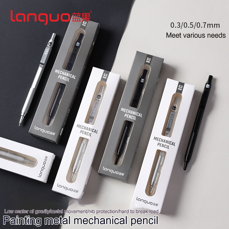 Mechanical Pencil 0.3 - ラングオ自動シャープペンシル、消しゴム付きメタル製、スケッチ、アート、描画、製図、エンジニアリング用、0.3/0.5/0.7mm