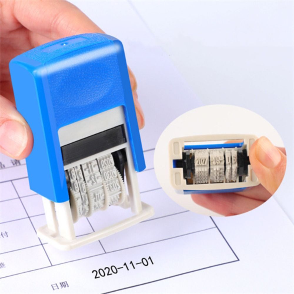 Rubber Date Stamp - DIY ハンドルアカウント日付スタンプスタンピング自動インクリターンミニセルフインクスタンプ事務用品日付ホイールスタンプ