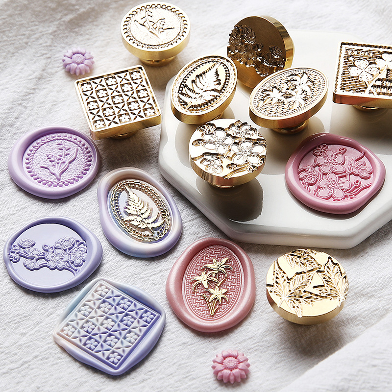 Wax Seal Stamp Set - レトロなワックスシールスタンプ春の花さくらシールスタンプヘッド結婚式の招待状ギフト包装カード封筒スクラップブッキング用