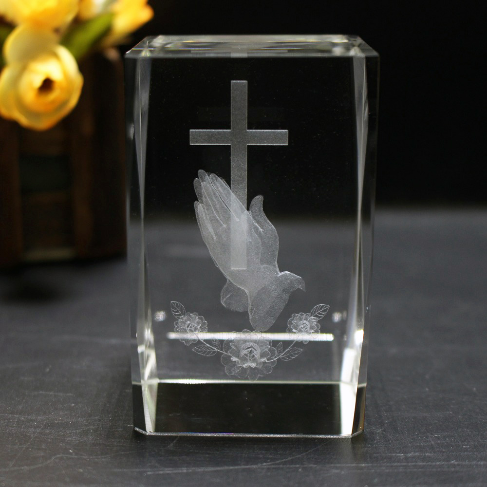 Paper Weight Crystal - 3D レーザークリスタル宗教キューブクリスタル装飾仏像文鎮教会装飾イエスクロスガラス文鎮