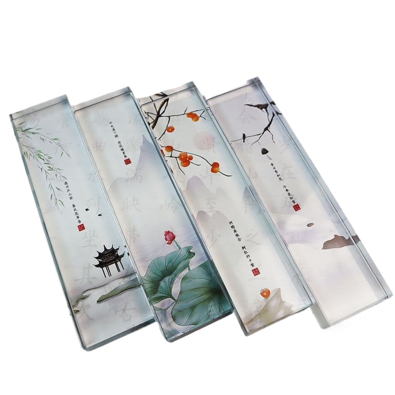 Book Weight Glass - ガラス文鎮 伝統的な中国 - 四季デザイン 透明ブックウェイト 画材、学習机オーガナイザー用
