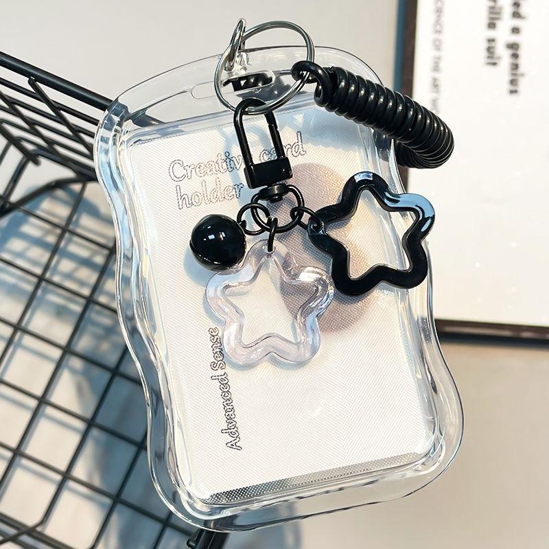 Index Card Holder - PVC透明K-POPフォトカードホルダーキーホルダー（54枚収納可能）学生証、銀行IDカード、社員証など安全に保管できます