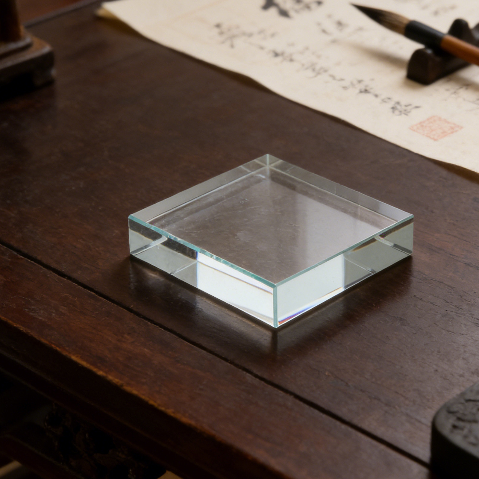 Paper Weight Crystal - 透明な正方形ペーパーウェイト クリスタルクリアな装飾 オフィスデスク用ペーパーホルダー エレガントな透明正方形ペーパーウェイト プレミアム