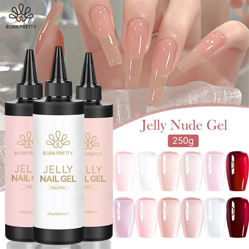 Gel Refill Pack - BORN PRETTY 250 グラムゼリー乳白色ピンク半透明ヌードジェルポリッシュ詰め替えパッケージ半永久ソークオフ UV ネイルアートワニス