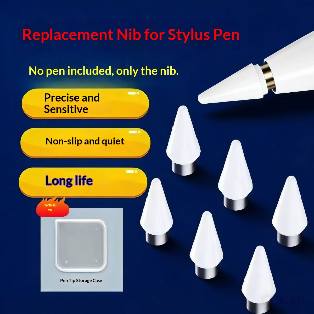 Correction Pen Fine - 静電容量式ペン用交換ペン先、耐摩耗性、静音タッチスクリーンペン交換用ペン先、ロングペンシャフト交換用、タブレット用ファインチップペン交換用、フラット交換用ペン先