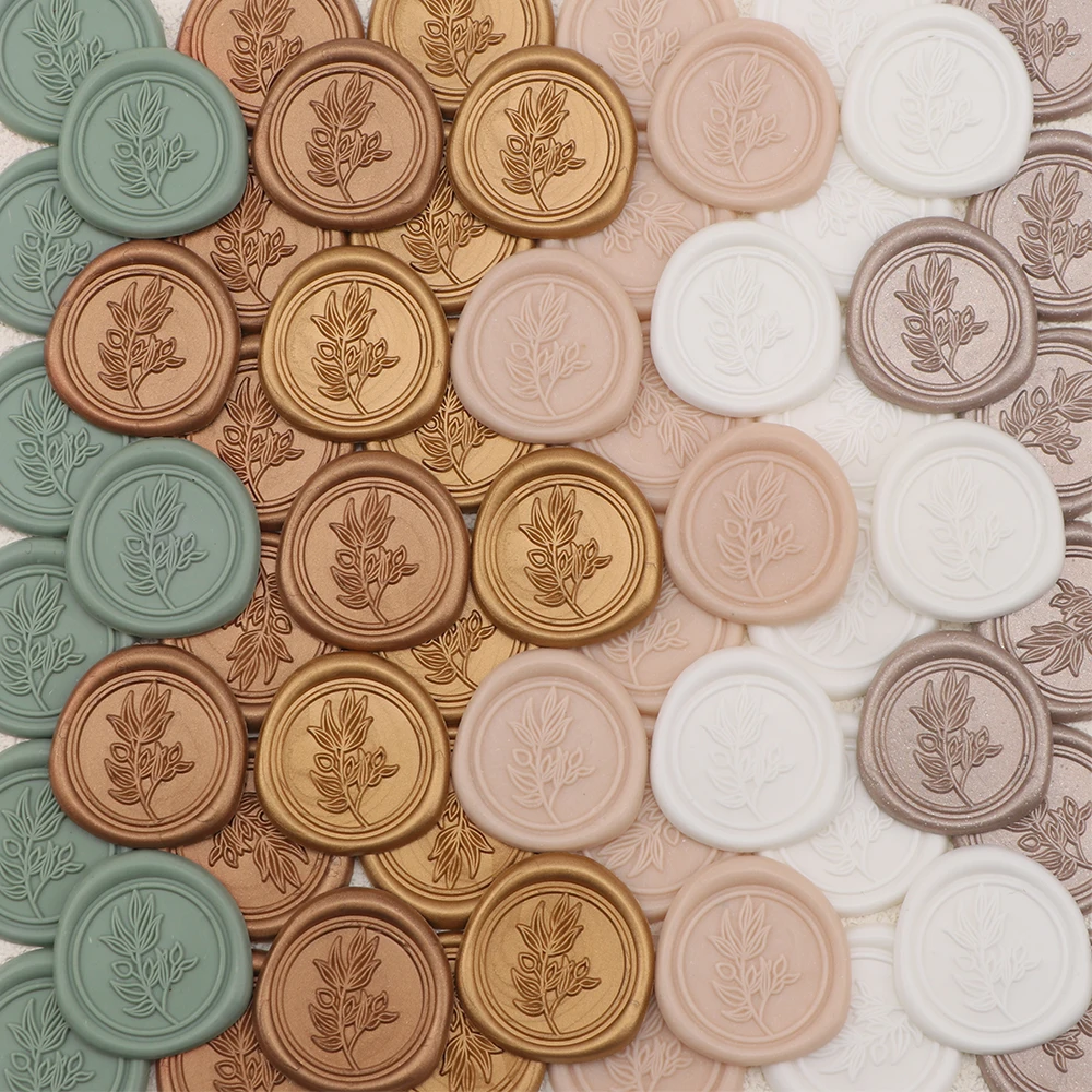 25 ピース/セットオリーブの枝葉模様ワックスシールステッカ - Wax Seal Stamp Set のレビューと価格