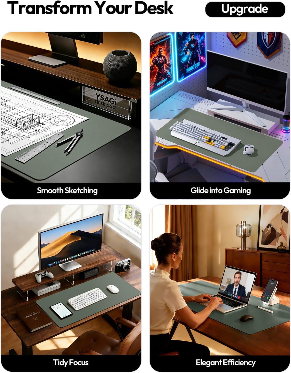 レザーデスクパッドプロテクター、オフィスや家庭用の滑り止め付 - Leather Desk Pad のレビューと価格