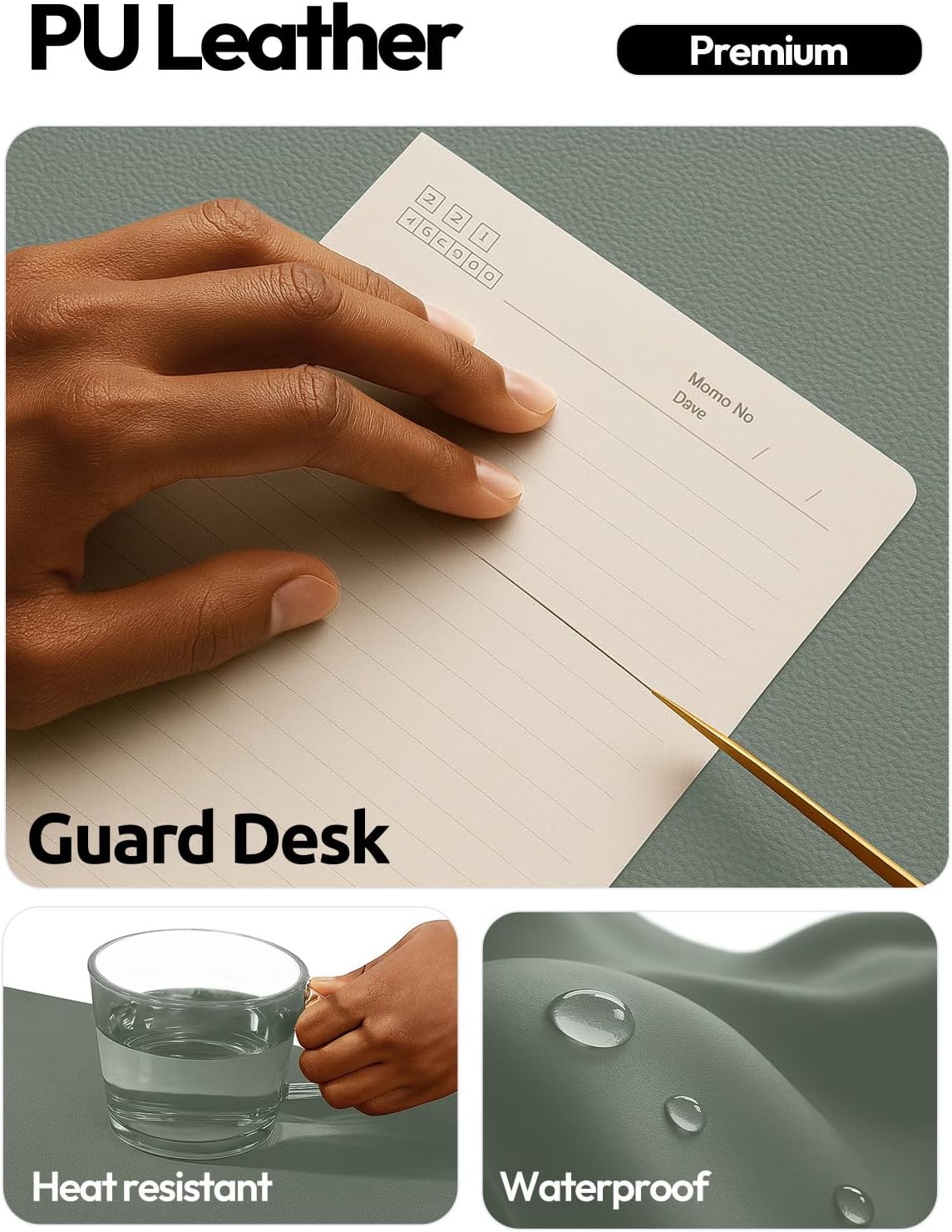 レザーデスクパッドプロテクター、オフィスや家庭用の滑り止め付 - Leather Desk Pad のレビューと価格