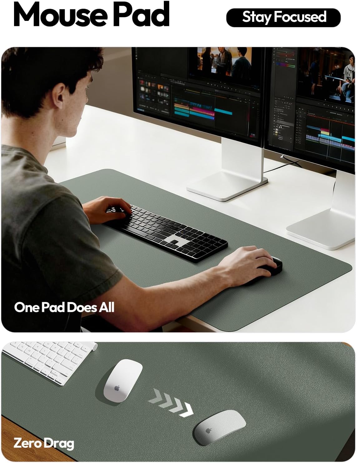レザーデスクパッドプロテクター、オフィスや家庭用の滑り止め付 - Leather Desk Pad のレビューと価格