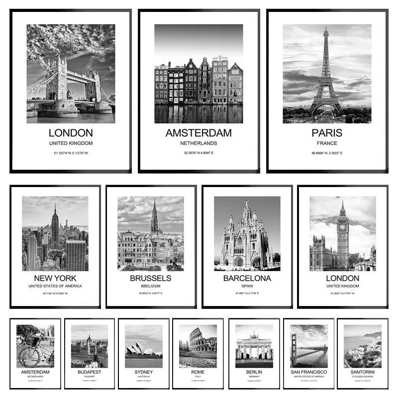 都市ポスターニューヨークロンドンパリ壁アートリビングルームの - Ink Blotter Paper のレビューと価格