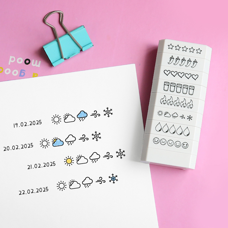8層スタンプ 5つ星評価 ムード評価 天気評価 ブック評価  - Rubber Date Stamp のレビューと価格