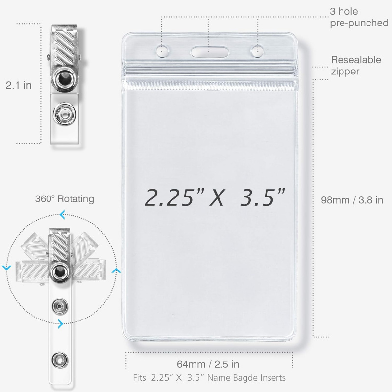 金属製バッジクリップ付きIDカードホルダー – 防水密閉型透 - Index Card Holder のレビューと価格