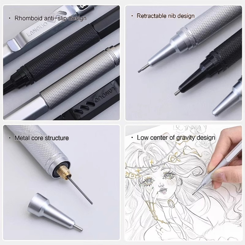 ラングオ自動シャープペンシル、消しゴム付きメタル製、スケッチ - Mechanical Pencil 0.3 のレビューと価格