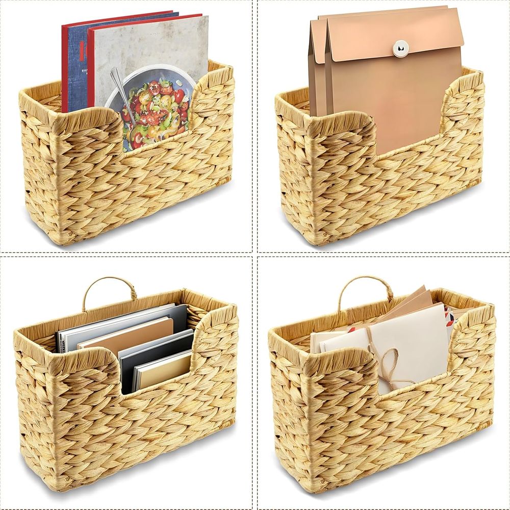 壁掛け式雑誌ホルダー、ウォーターヒヤシンス製メールバスケット - Magazine Holder Rack のレビューと価格