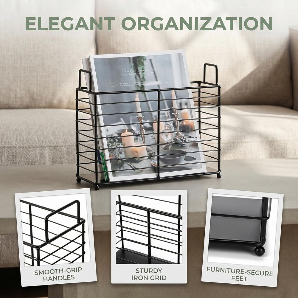 金属製マガジンラック、新聞書籍タブレット収納バスケット、ハン - Magazine Holder Rack のレビューと価格