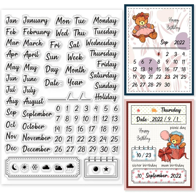 1PC 8.3 × 5.8 インチカレンダークリアスタンプ天 - Rubber Date Stamp のレビューと価格