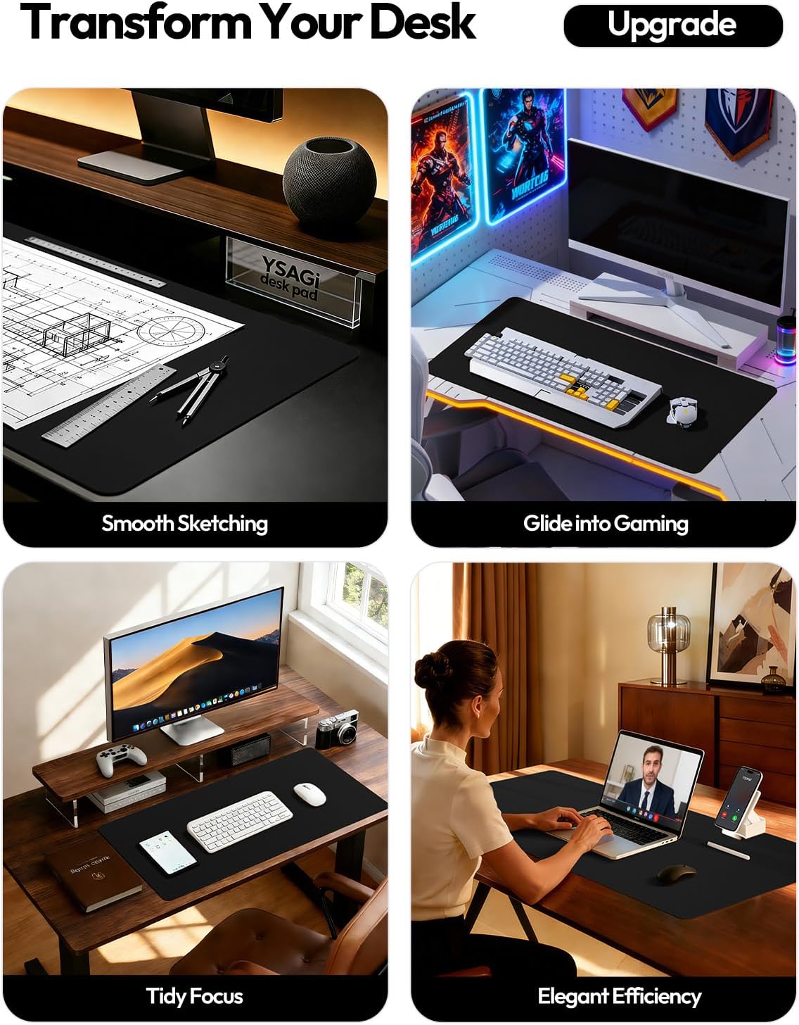 大型レザーデスクパッドプロテクター 23.6x13.8インチ - Leather Desk Pad のレビューと価格
