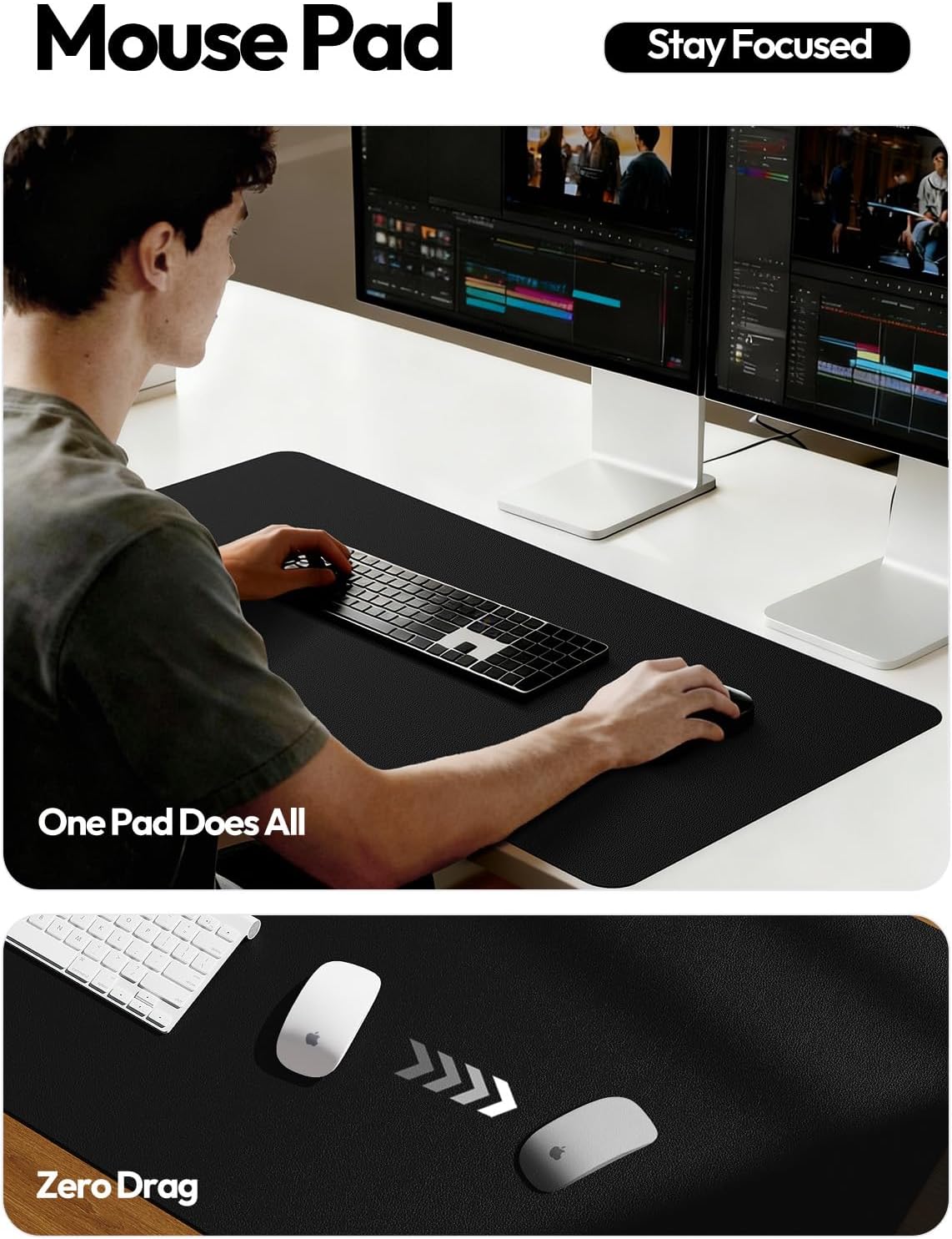 大型レザーデスクパッドプロテクター 23.6x13.8インチ - Leather Desk Pad のレビューと価格