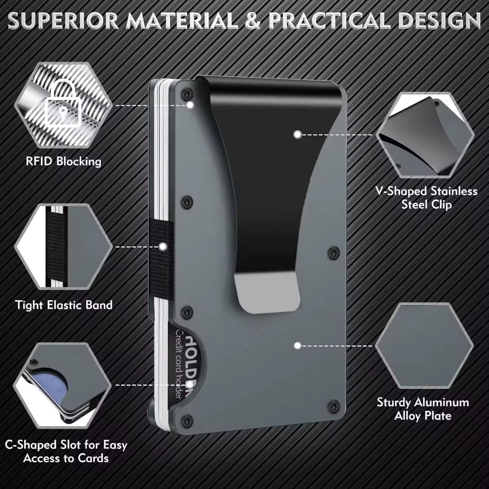 アルミ合金 RFID ブロッキングカードホルダー超スリム盗難 - Index Card Holder のレビューと価格