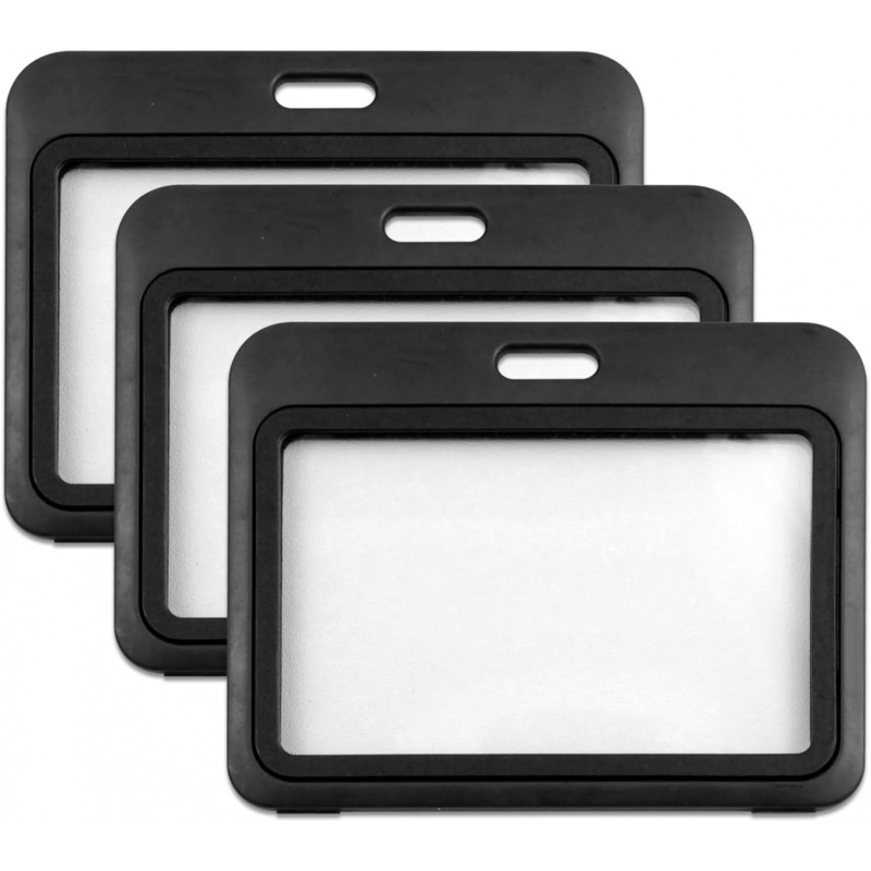 3パック横型ハードプラスチックIDバッジホルダー – オフィ - Index Card Holder のレビューと価格