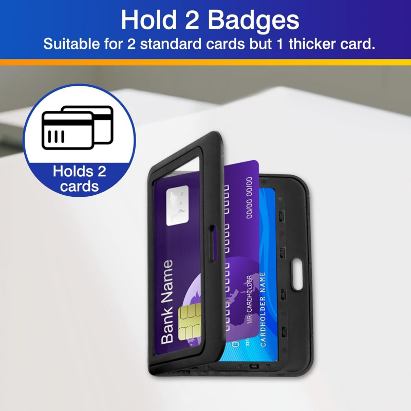 3パック横型ハードプラスチックIDバッジホルダー – オフィ - Index Card Holder のレビューと価格