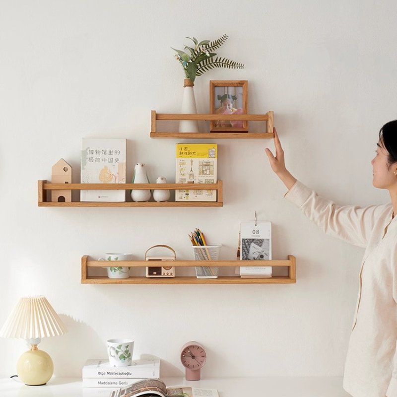 キッチンスパイスオーガナイザー、無垢材ウォールシェルフ、防湿 - Magazine Holder Rack のレビューと価格