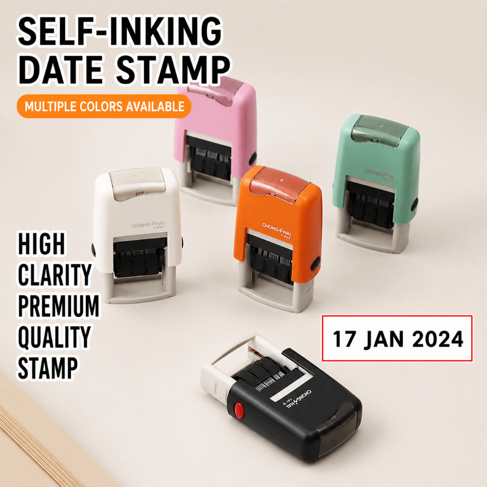 自動インクリターン式日月年データスタンプ 英語版 調整可能な - Rubber Date Stamp のレビューと価格