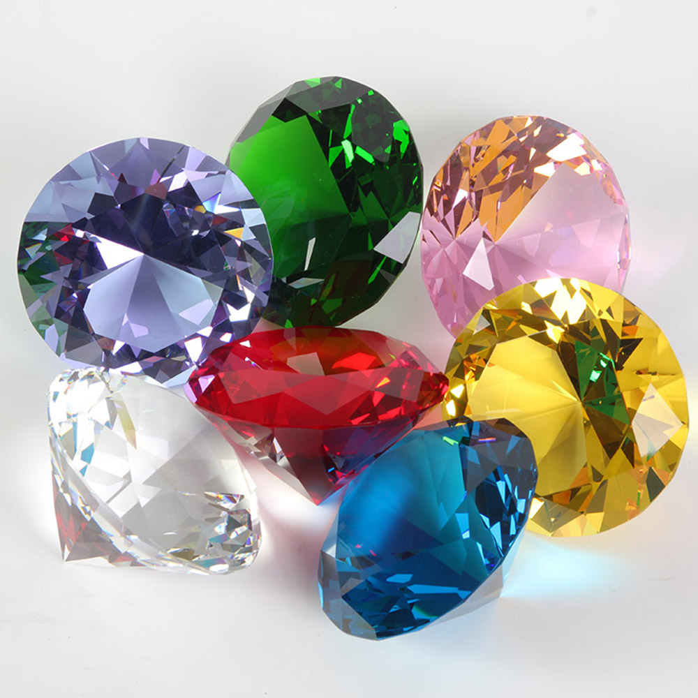 10 色クリスタルダイヤモンド形文鎮装飾カットガラス巨大な宝 - Paper Weight Crystal のレビューと価格