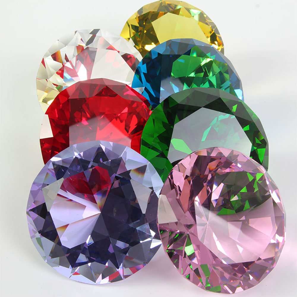 10 色クリスタルダイヤモンド形文鎮装飾カットガラス巨大な宝 - Paper Weight Crystal のレビューと価格