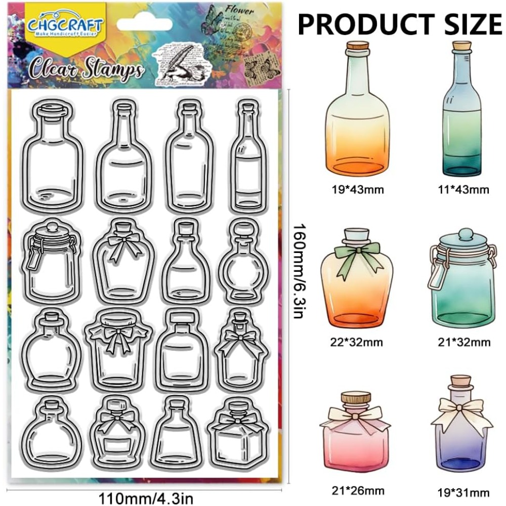 さまざまなボトルスタイルのクリアスタンプ、ガラスボトルとイン - Fountain Pen Bottled Ink のレビューと価格